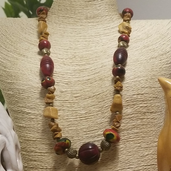 Multi-stoned beaded long necklace - Picture 2 of 8